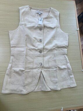 NWT Long Denim Vest Banana Republic Écru - Size 8